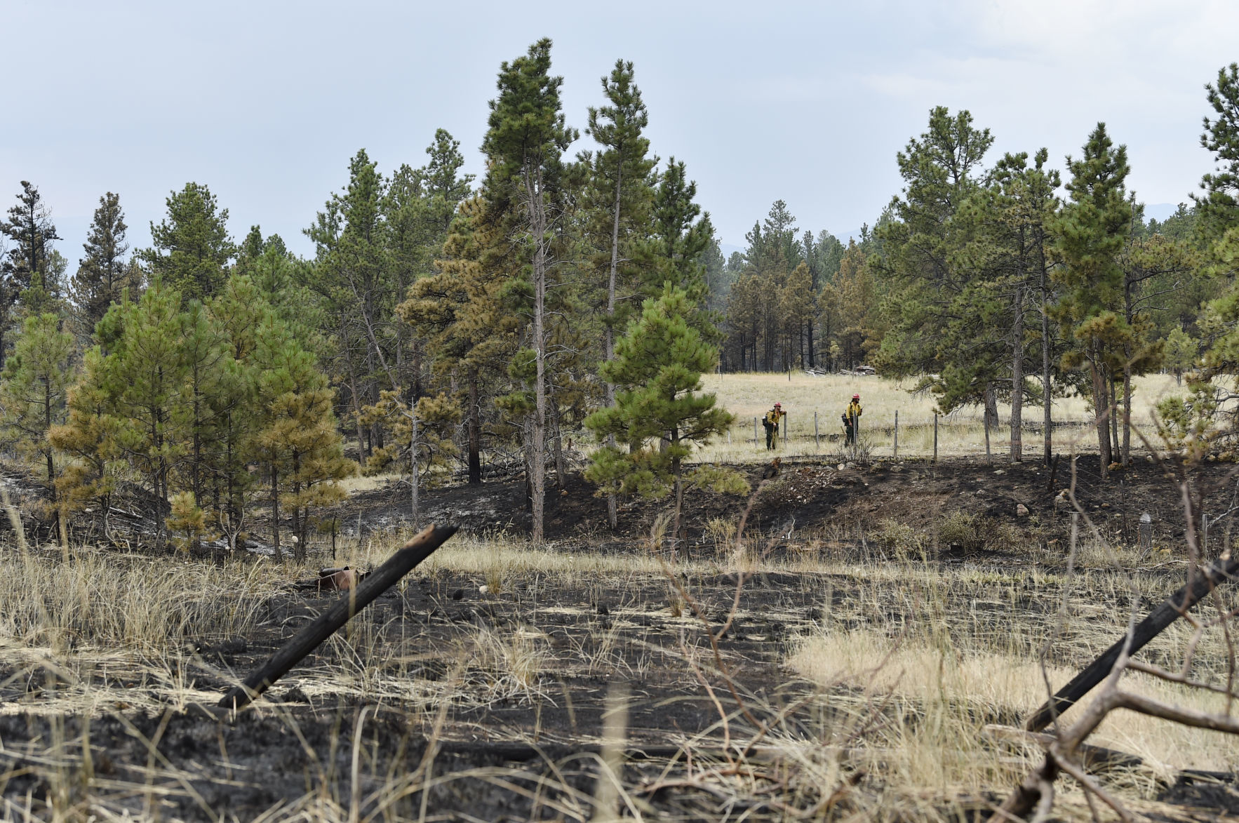 Two firefighters take a break
